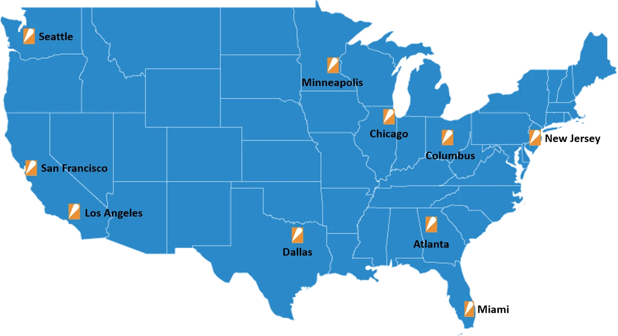 Accent cloud communications coverage map across US