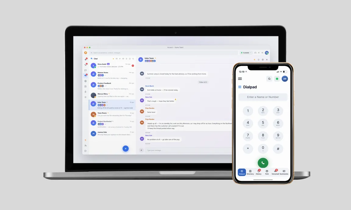 Accent desktop and mobile apps on a laptop and phone