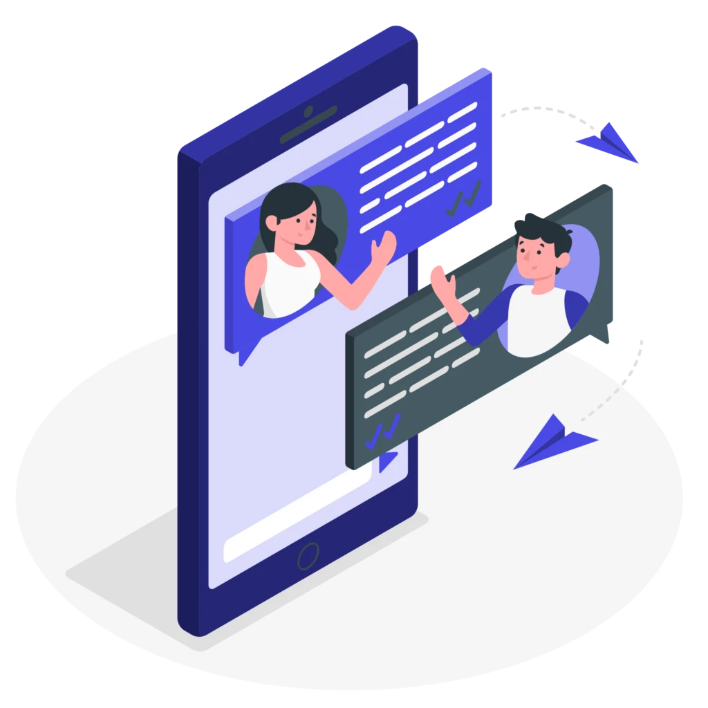 Illustration of people exchanging text messages